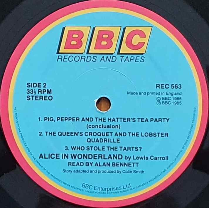 REC 563 Alice in Wonderland Lewis Carroll / Alan Bennett from the BBC records and Tapes library Label
